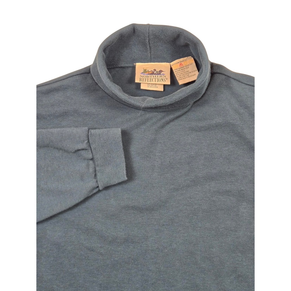 Vintage‎ Northern Reflections Turtleneck Top Womens M Blue Cotton Long Sleeve